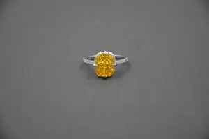 Yellow European And American Light Luxury Ice Flower Delicate Women's Jewelry 925 Sterling Silver Jewel Zircon Diamond Ring Show