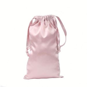 Sacs à cordon personnalisés avec logo imprimé, sacs cadeaux en soie colorés, pochette en satin de luxe pour bijoux - Product Image 2