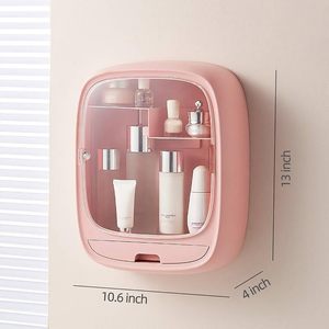 Multifunctional Household Clear Wall Mounted Punch-free Cosmetic <b>Storage</b> Box <b>Makeup</b> Organizer - Product Image 1