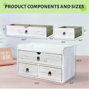 Organisateur de <span class=keywords><strong>bureau</strong></span> en bois rectangulaire <span class=keywords><strong>blanc</strong></span> avec boîte d'organisation de stockage de table en laque à tiroir pour <span class=keywords><strong>bureau</strong></span> à domicile - Product Image 3