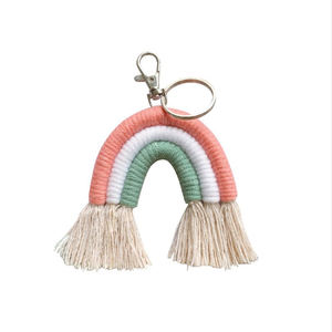 LLavero de adorno de arcoíris de nube tejida a mano, llavero bohemio de algodón de alta calidad con borlas, colgante de arcoíris, novedad - Product Image 1
