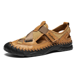 Sandalias Duraderas de Punta Cerrada para Uso Diario, Sandalias Casuales de Malla y Cuero con Cierre de Velcro, Diseñadas para Salidas Relajadas de Verano - Product Image 6