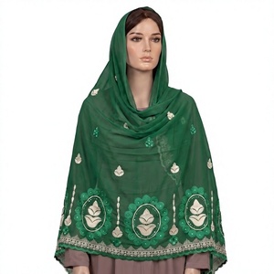 Écharpe d'été légère et douce pour femme, brodée de strass, à bord festonné et motif floral, vente en gros, OEM ODM personnalisé - Product Image 1