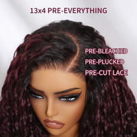 Großhandel Wasserwelle 13x4 Pre Everything Lace Frontal Perücke mit dunklen Wurzeln dunkles Pflaumen haar 7x5 Perücken Echthaar Lace Front