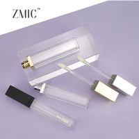 Tubes de gloss à lèvres transparents de 8 ml, tubes carrés vides pour gloss à lèvres en or et argent, tube de rouge à lèvres liquide en plastique avec logo personnalisé et pinceau souple