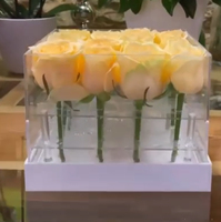 Boîte à fleurs carrée transparente en acrylique sur mesure, service de découpe par moulage rotatif, ignifuge, étanche, pour bouquet de roses de mariage