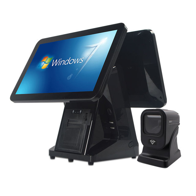 In Stock Pos Machine  All in One 15.6 Inch Touch Screen Pos System Cash Registers Built in 80mm Receipt Printer
