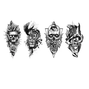 Novedades, Tatuaje Temporal Permanente, Calcomanía de Calavera y Rosa, Tatuaje de Mano de Terror, Flor Equinox, 3D, Media Manga para <span class=keywords><strong>Antebrazo</strong></span> - Product Image 1