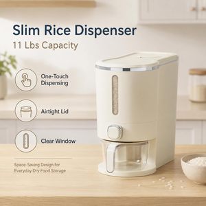 Contenedor de Almacenamiento de Plástico Hermético Multifuncional de Gran Capacidad para Cereales, Dispensador de Arroz de 5 kg - Product Image 5