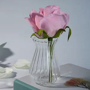 Prezzo all'ingrosso vaso di fiori in vetro trasparente di grande capacità