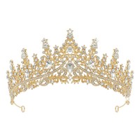 Couronne de mariée en cristal en alliage haut de gamme européen américain bijoux de robe de mariée atmosphérique pour femmes adultes diadème de couronne