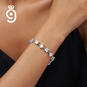Bracciale in <span class=keywords><strong>Argento</strong></span> 925 con Moissanite VVS, Pietre Quadrate di Moissanite, Gioiello di Lusso in <span class=keywords><strong>Argento</strong></span> Regolabile per Occasioni Speciali - Product Image 5