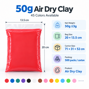 Argile à séchage à l'air 50g, sachet refermable, 45 couleurs, argile à modeler lisse, pâte à modeler pour enfants, loisirs créatifs, école, fourniture en gros OEM - Product Image 3