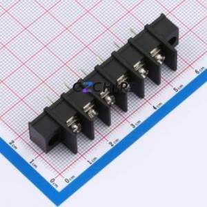 MX25SM-7.62-06P-BK01-Cu-S-A Barrier Terminal Block Through hole,P=7.62mm Connector Two Sides 7.62mm 1x6P Straight Pin - Product Image 1