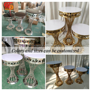 SMOOTH Hot Selling Gold Rectangle Iron Stainless Steel Mirror Design Cake Rack Set Dessert Table <b>Stand</b> for Wedding Decor - Product Image 3