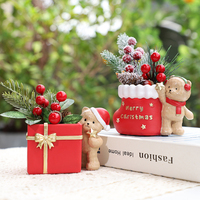 Ventes en gros de pots de fleurs en résine écologiques et mignons en forme d'ours pour Noël, décoration de jardin, articles cadeaux
