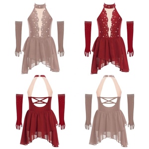 Robe de danse lyrique pour filles de 6 à 16 ans avec gants, pour la danse moderne, le patinage artistique, les compétitions, les cours et les spectacles sur scène - Product Image 4