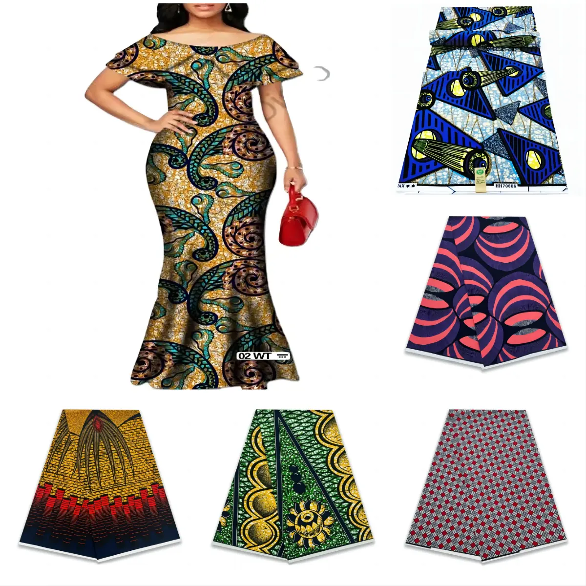 Cotton Floral African Wax Fabric Clothing Accessories for Dresses Factory Wholesale Imprime Dentelle Tissu Africain