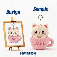 Porte-clés en peluche chat personnalisé OEM, adorable chaton en peluche, tissu doux en flanelle, doublure en maille de coton PP, logo brodé personnalisé, coussin réconfortant
