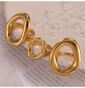 Minimalist Jewelry Geometric Hollow Irregular <strong>Circle</strong> <strong>Ring</strong> Stainless Steel 18k Gold Plated Tarnish Free Waterproof Oval <strong>Ring</strong> - Product Image 5