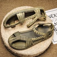 Sandalias Unisex de Diseño Tejido en Bronce, Sandalias de Alta Calidad, Estética de Nicho, Transpirables, para Verano, Aire Libre, Playa, Casuales