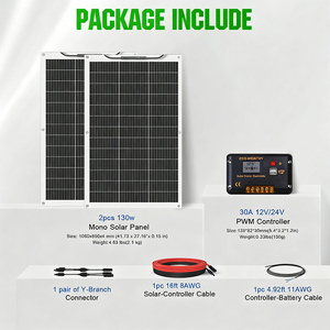 Panneaux solaires monocristallins PERC flexibles sans cadre Alecter APH-P72 130 Watt à haute efficacité 23 %, étanches, durables et portables 12 V - Product Image 5