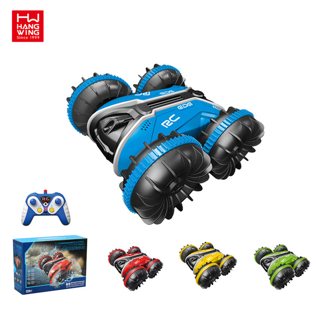 HW 2.4G Amphibious RC Stunt Car 360° Rotation Waterproof Remote Control Car All Terrain Water Land Electric Toy Car For Kids