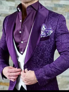Costume <span class=keywords><strong>de</strong></span> <span class=keywords><strong>mariage</strong></span> <span class=keywords><strong>pour</strong></span> <span class=keywords><strong>homme</strong></span> sur mesure, coupe ajustée, blazer à revers pointus et deux boutons, gilet inclus - Product Image 2