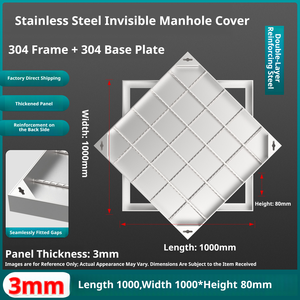 Tapa de alcantarilla empotrada de acero inoxidable, robusta y duradera - Product Image 4