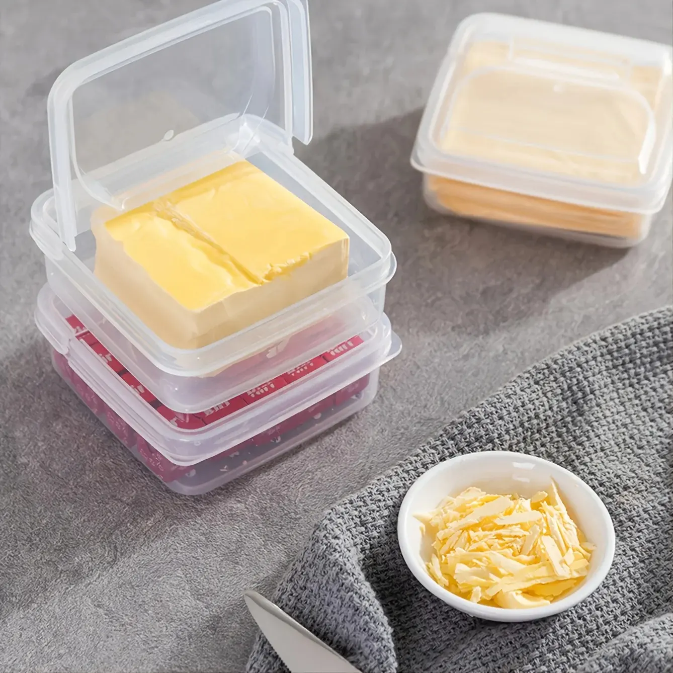 1 adet plastik buzdolabı depolama peynir kutusu, peynir konteyner, tereyağı blok peynir dilim saklama kutusu