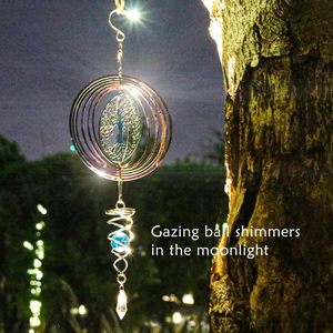 Rueda de viento colgante, decoración de jardín de Metal 3D, cinturón giratorio de viento para exteriores, gancho giratorio y bola de mirada, decoración de árbol de la vida - Product Image 2