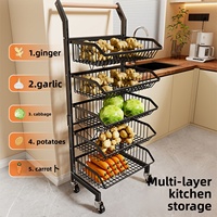 Étagère à fruits et légumes multi-niveaux en métal, avec drainage, hauteur réglable, protection anti-corrosion, écologique, chariot de rangement mobile