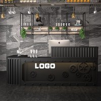 Comptoirs de caisse industriels personnalisés en acier inoxydable, bureaux d'accueil, réceptions pour écoles, hôtels, bars à domicile, extérieur, avec LED intégrées