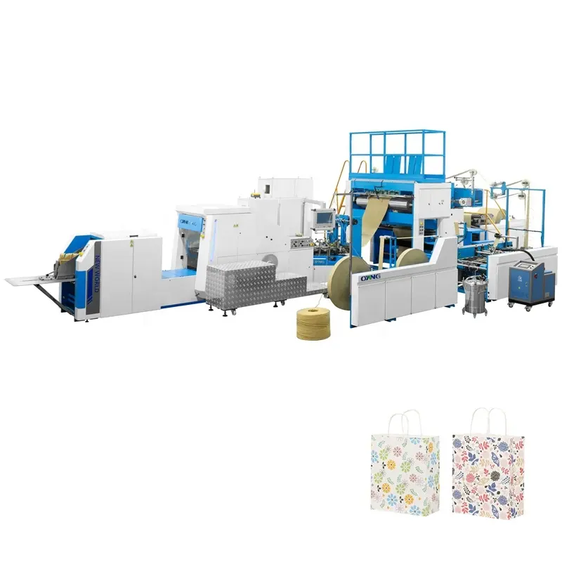 220 Stuks/min Volautomatische Vierkante Bodem Papieren Zak Maken Machine Met Handvat Online Fabricage