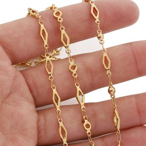 Cadena de Acero Inoxidable Dorado con Forma de Diamante y Cierre de Cuentas, Collar Fino Unisex para Uso Diario, Diseño Geométrico H1568 - Product Image 3