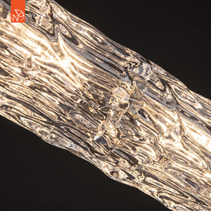Lampe suspendue en verre artisanal linéaire contemporaine pour salle à manger de villa et salon d'hôtel - Product Image 4