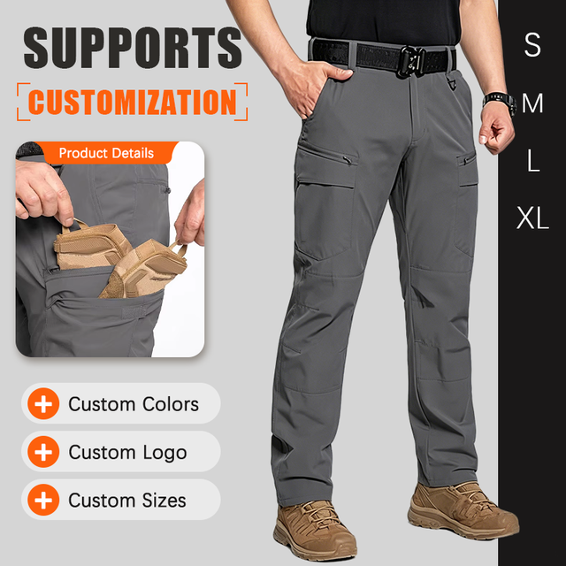 Men's Quick Dry Lightweight Outdoor Fishing Cargo Work Straight Pants Tactical Hiking Pantswith Zipper
