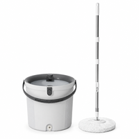 Ensemble serpillière rotative en microfibre durable avec seau, tête rotative à 360°, seau détachable avec bouchon de vidange, pour le nettoyage des sols durs