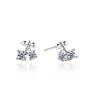 Pendientes de Plata de Ley S925 con Hojas y Flores, Pendientes de Plata con Moissanita - Product Image 1