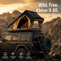 Tenda Atap Mobil Zentopia Aluminium Tunnel 2 Orang Otomatis Hidrolik Pop-Up dengan Tangga untuk SUV 4x4 Empat Musim Lapis Ganda Tahan Air