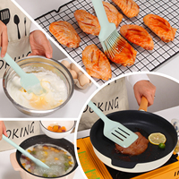 Peralatan Dapur Silikon 7 Buah Anti Lengket Kualitas Makanan Tahan Panas Anti Gores untuk Memasak dan Memanggang di Panci Anti Lengket