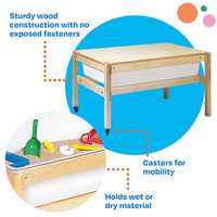Table d'activités en bois pour garderie avec roues Table sensorielle préscolaire Montessori Ensemble d'intérieur pour la maternelle Fournisseurs de meubles pour la pépinière