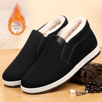 Scarpe Casual in Stile Pechino per Uomo, Invernali con Fodera in Pile, Calde, in Cotone, Suola Morbida, Slip-on per Anziani, Imbottite