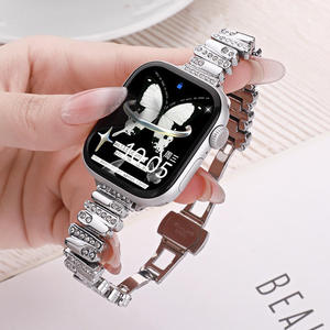 สายนาฬิกาโลหะผสมสังกะสีสุดหรูสำหรับ Apple Watch S10 11 46 มม. Ultra 49 มม. SE 44 มม. 42 มม. 38 มม. สายนาฬิกาสแตนเลสแบบผีเสื้อ - Product Image 1