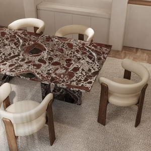 <span class=keywords><strong>Fauteuil</strong></span> en granit nordique en gros <span class=keywords><strong>avec</strong></span> accoudoirs, chaise de salle à manger en chenille marron, base en frêne foncé - Product Image 6
