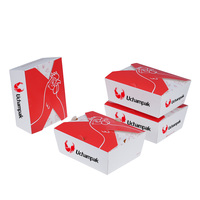 Boîte en papier biodégradable pour poulet frit sur mesure, grande capacité, conteneur alimentaire à emporter, papier kraft, logo personnalisé