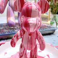 Figurine d'ours créative en résine Fluid Bear DIY, peinte à la main, décoration artistique pour la maison, cadeau de Noël, kit de peinture, taille personnalisée