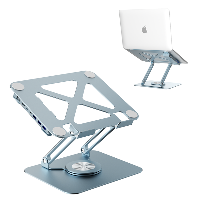 Foldable Aluminum Portable Laptop Stand Usb Hub Adjustable Laptop Notebook Stand With 360 Rotating Base for Stand Hub Macbook