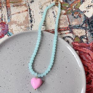 <strong>Candy</strong> Color Summer Fashion Heart <strong>Necklace</strong> Women's Cute Niche Design Beaded Acrylic Chain Sporty Sweet Cool Spice Girl Jewelry - Product Image 3