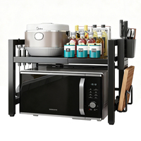 Support de four à micro-ondes multifonctionnel extensible à double niveau en métal, étagère de rangement – Meilleur prix